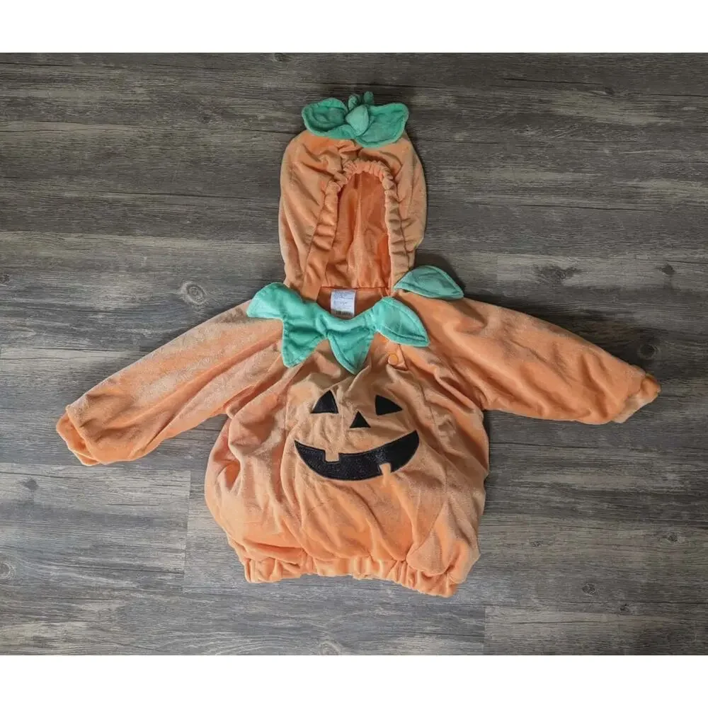 Hyde & EEK Infant Halloween Costume Pullover Pumpkin Top With Hood 12-18 Months